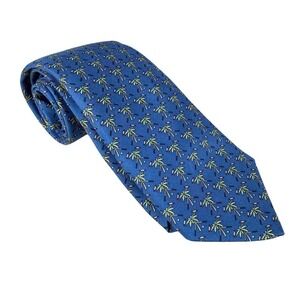 Vineyard Vines Men Silk Tie 55" Blue Palm Tree Polo Club Palm Beach Preppy